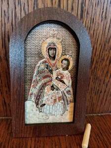 Obrazek drewniany z MB Szkaplerzną nr 1