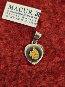 Medalik szkaplerzny srebrny z pozłacanym wizerunkiem - "nr 24"